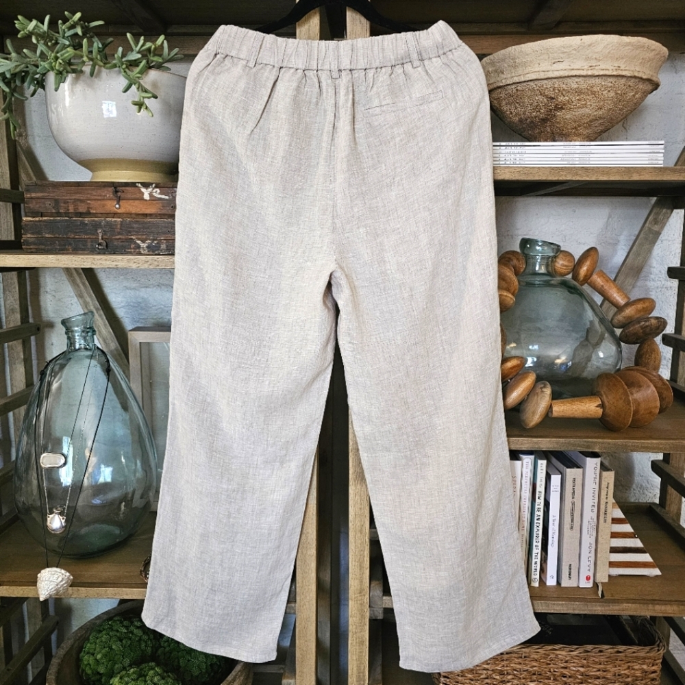 Quince Natural Linen Wide Leg Trouser Size M - Picture 7 of 9